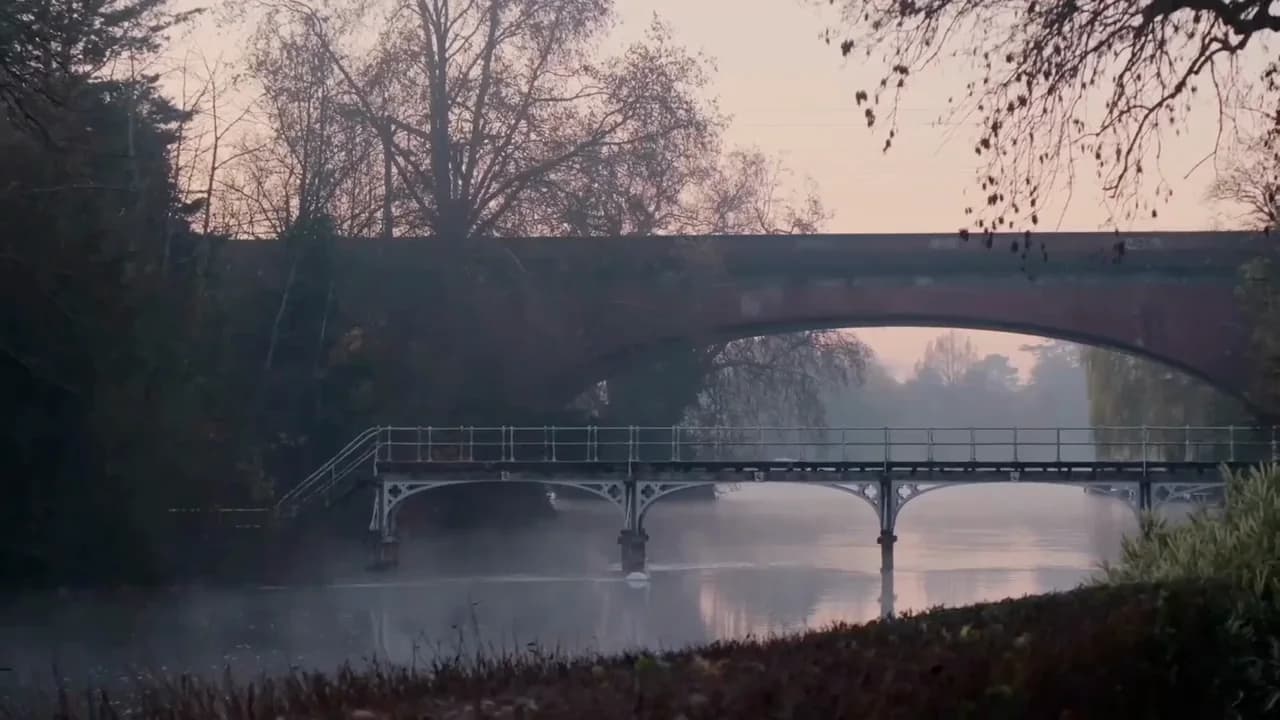 The bridge at Maidenhead in early mist, seen from the Club's gardens